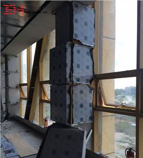 【圓大廈施工現(xiàn)場】室內方形包柱鋁單板安裝