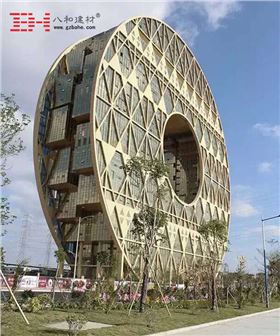 【圓大廈施工現(xiàn)場】室內方形包柱鋁單板安裝